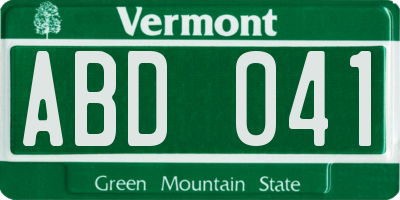 VT license plate ABD041