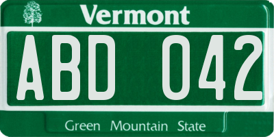 VT license plate ABD042