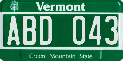 VT license plate ABD043