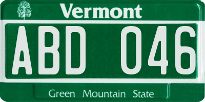 VT license plate ABD046