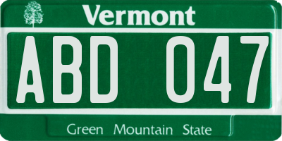 VT license plate ABD047