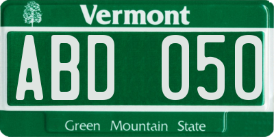 VT license plate ABD050