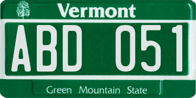 VT license plate ABD051