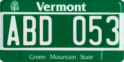 VT license plate ABD053