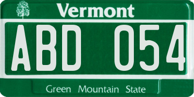 VT license plate ABD054