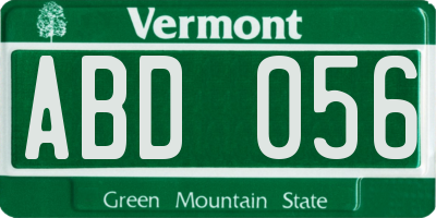 VT license plate ABD056