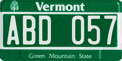 VT license plate ABD057