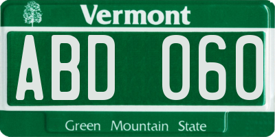 VT license plate ABD060