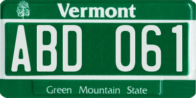 VT license plate ABD061