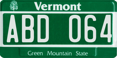 VT license plate ABD064