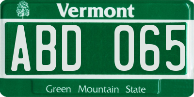 VT license plate ABD065