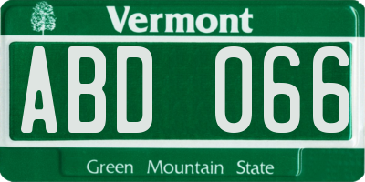 VT license plate ABD066