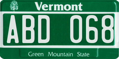 VT license plate ABD068