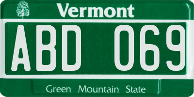 VT license plate ABD069