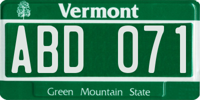 VT license plate ABD071