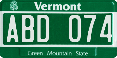 VT license plate ABD074