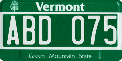 VT license plate ABD075