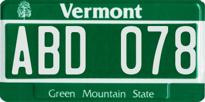 VT license plate ABD078