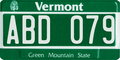 VT license plate ABD079