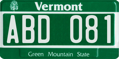 VT license plate ABD081