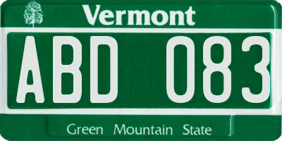 VT license plate ABD083