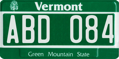 VT license plate ABD084