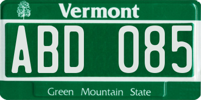 VT license plate ABD085