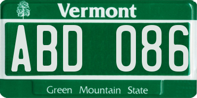 VT license plate ABD086