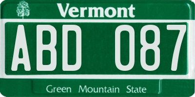 VT license plate ABD087