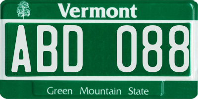 VT license plate ABD088