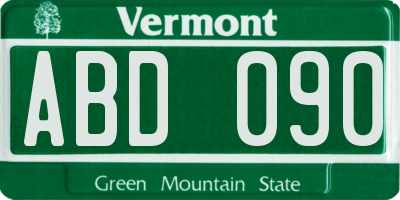 VT license plate ABD090