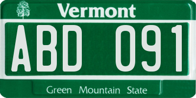 VT license plate ABD091