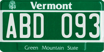 VT license plate ABD093