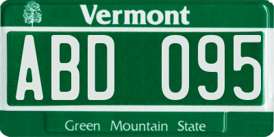 VT license plate ABD095