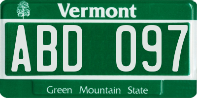 VT license plate ABD097