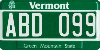 VT license plate ABD099