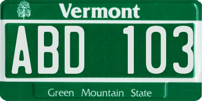 VT license plate ABD103