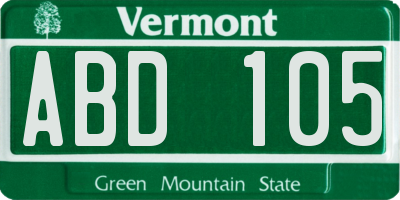 VT license plate ABD105