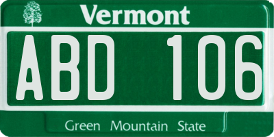 VT license plate ABD106