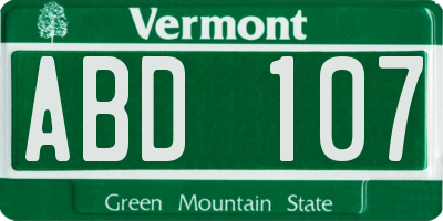 VT license plate ABD107