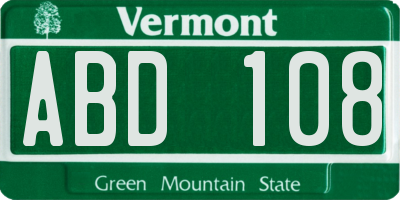 VT license plate ABD108