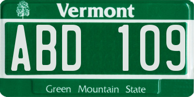 VT license plate ABD109