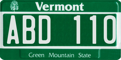 VT license plate ABD110