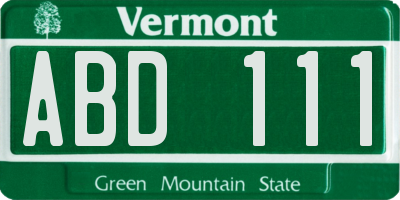 VT license plate ABD111