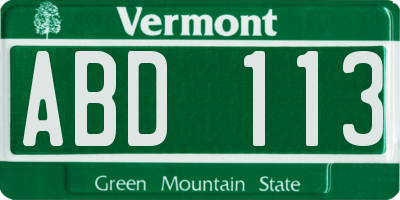 VT license plate ABD113