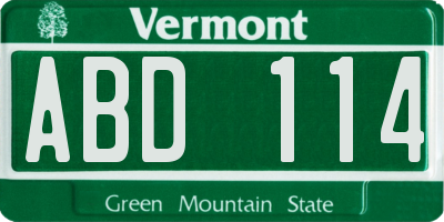 VT license plate ABD114