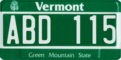 VT license plate ABD115