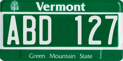 VT license plate ABD127