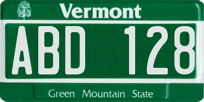 VT license plate ABD128