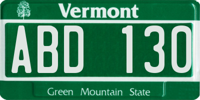 VT license plate ABD130